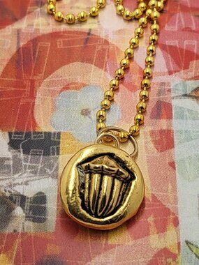Necklace with vintage Todd Oldham Buttons 90s 24K Gold